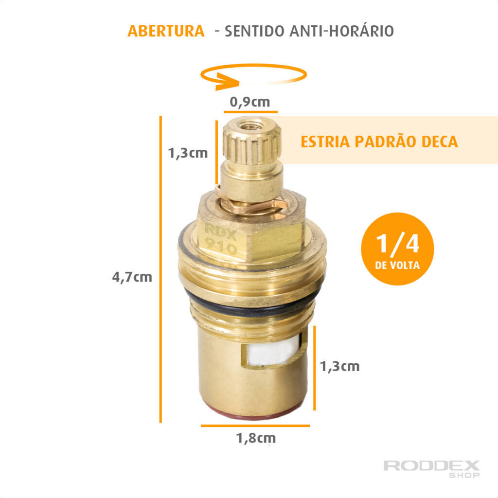 Reparo Para Torneira 1 4 De Volta M22 Estria Padrão Deca VM Roddex Shop